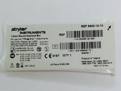 5820-12-10 ~ Stryker Round Diamond Bur 1.0mm (x)